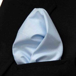 Large Cotton Pocket Square Light Blue Anti-Bacterial 15 7/8" X 15 7/8" Men's